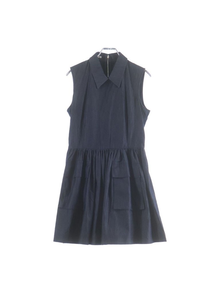 Miu Miu Regular Color Gather Denim Dress Indigo